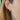 Model wearing Silver Baguette Hoop Earrings