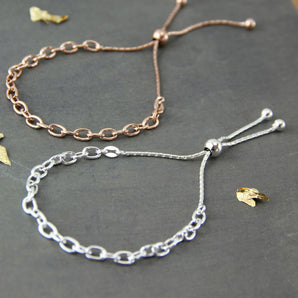 Personalised Sterling Silver Chain Slide Bracelet