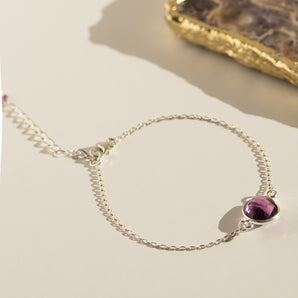 Personalised Silver Amethyst Bracelet displayed on a white background