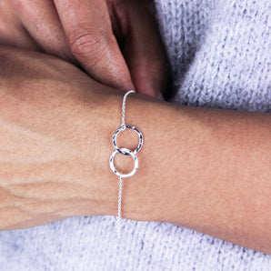 Two Linked Circles Sterling Silver Bracelet