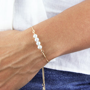 Gold-filled 40th Birthday Pearl Sliding Adjustable Bracelet