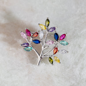 Gemstone Sterling Silver Tree of Life Brooch
