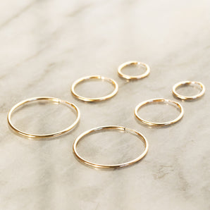 Small, Medium, and Large Gold Thin Hoop Earrings
