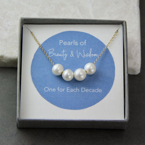 Floating Pearls Special Milestone Birthday Necklace shown displayed in presentation gift box