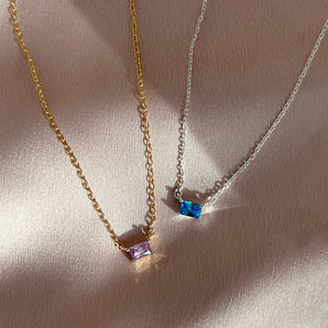 Gold and silver Birthstone Baguette Necklace
