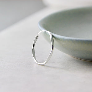 Skinny Faceted Sterling Silver Ring