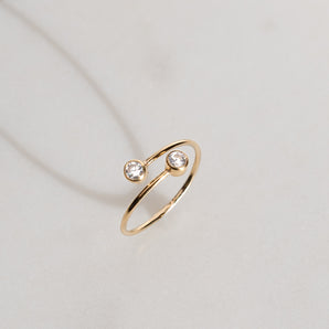 Close up view of Gold Filled Diamond Open Adjustable Ring