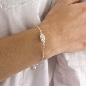 Sterling Silver And Pearl Peapod Bracelet