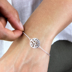 Sterling Silver Tree Of Life Chain Bracelet