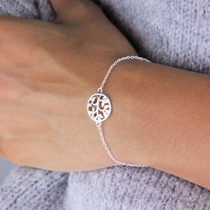 Sterling Silver Tree Of Life Chain Bracelet