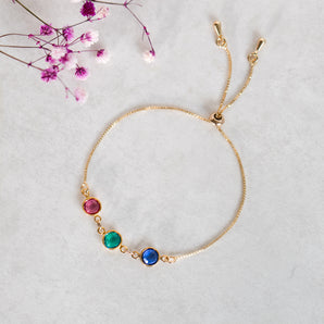 Gold family birthstone bracelet