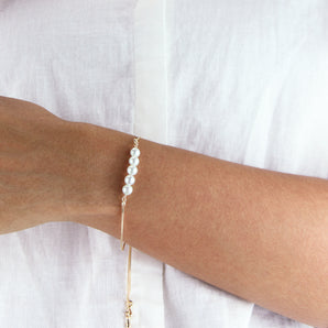 Gold-filled 50th Birthday Pearl Sliding Bracelet