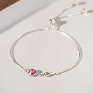 Mother and Child Birthstone Bracelet in silver