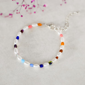 Rainbow Pearl Bead Bracelet