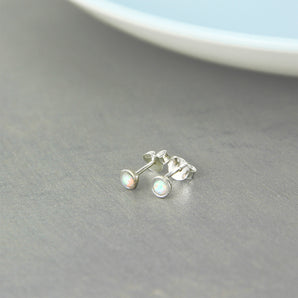 Silver Opal Stud Earrings