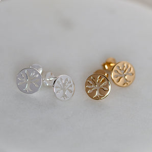 Sterling Silver and  Gold Tree Of Life Earrings