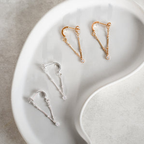 Silver and Gold Diamante Chain Earrings