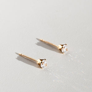 Close up view of Gold Filled Diamond Stud Earrings