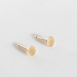 Close up view of Gold Filled Circle Stud Earrings