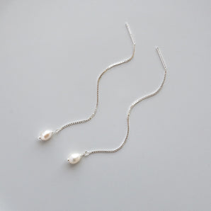 Sterling Silver Threader Pearl Earrings