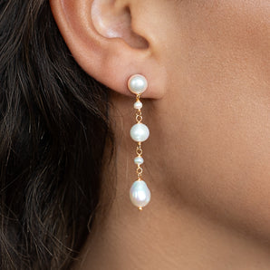 Gold Pearl Drop Earrings