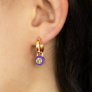 Purple And Emerald Hoop Earrings