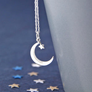 Sterling Silver Moon And Star Necklace