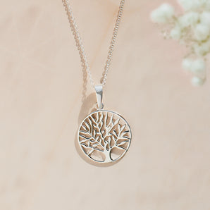 Silver Tree Of Life Round Necklace