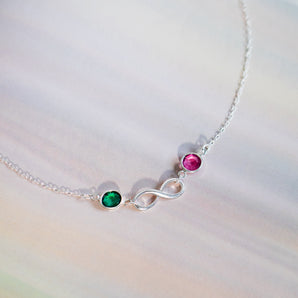 Infinity necklace with birthstones