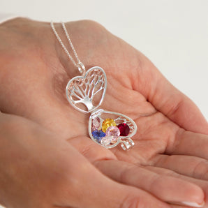 Family Birthstone Heart Locket Necklace