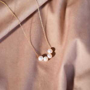 40th Birthday Floating Pearls Necklace in gold