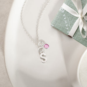 Initial and Birthstone Necklace