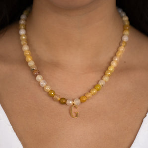 Bead Necklace with Initial