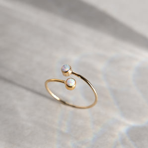 Gold Filled Opal Open Adjustable Ring