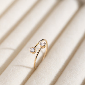 Close up view of Gold Filled Diamond Open Adjustable Ring